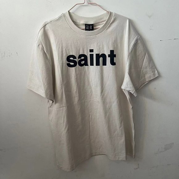 Saint Michael Door Logo T-shirt Cream - Picture 1 of 8